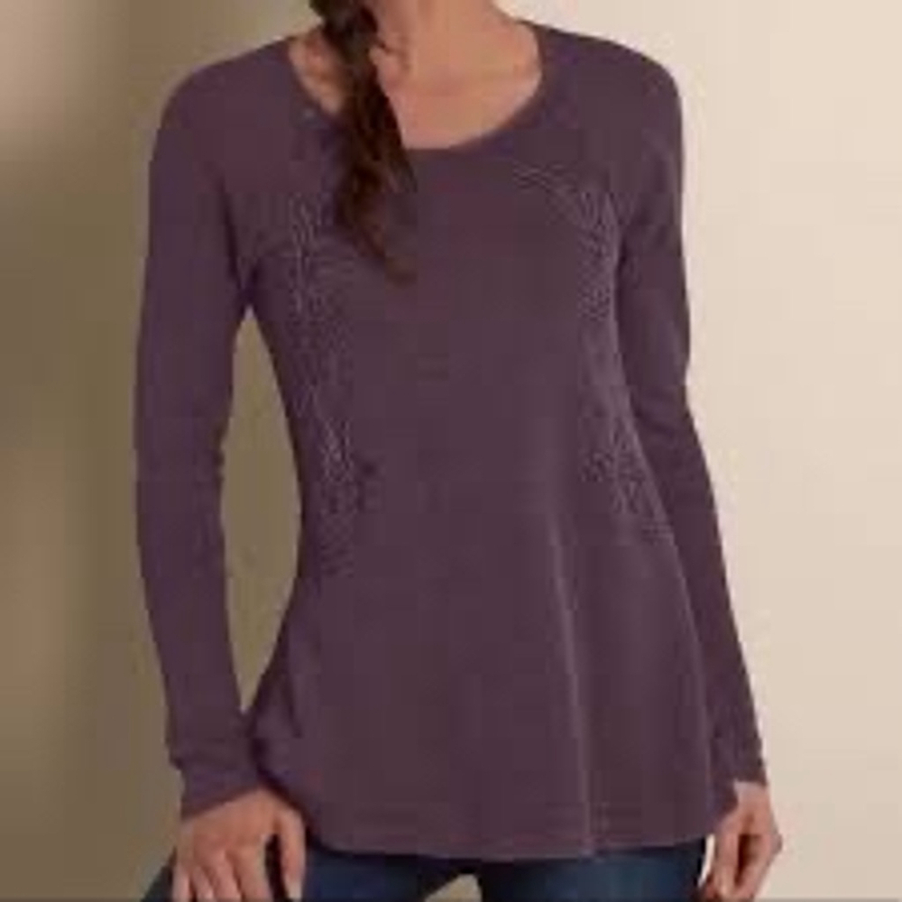 Soft Surroundings Women’s Purple Embroidered Tunic Sweater -‎ Size Small